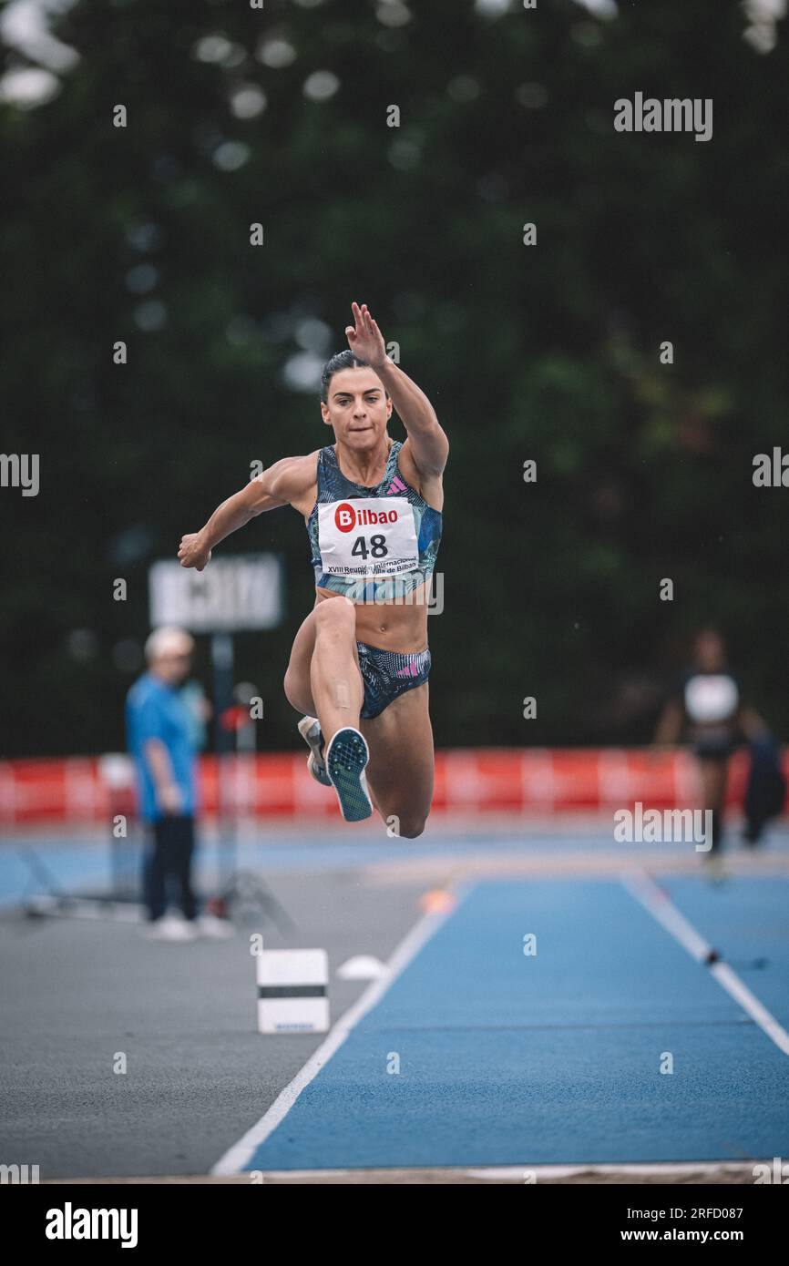 Dovilė Kilty jumping at the Bilbao International Meeting in Spain in ...