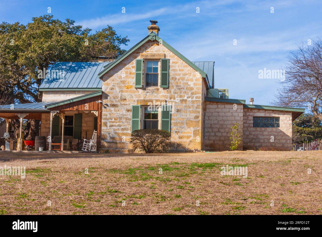 Ranch House at the Jay's Ranch and Bed and Breakfast in the Block Creek Natural Area in Central Texas. Stock Photo
