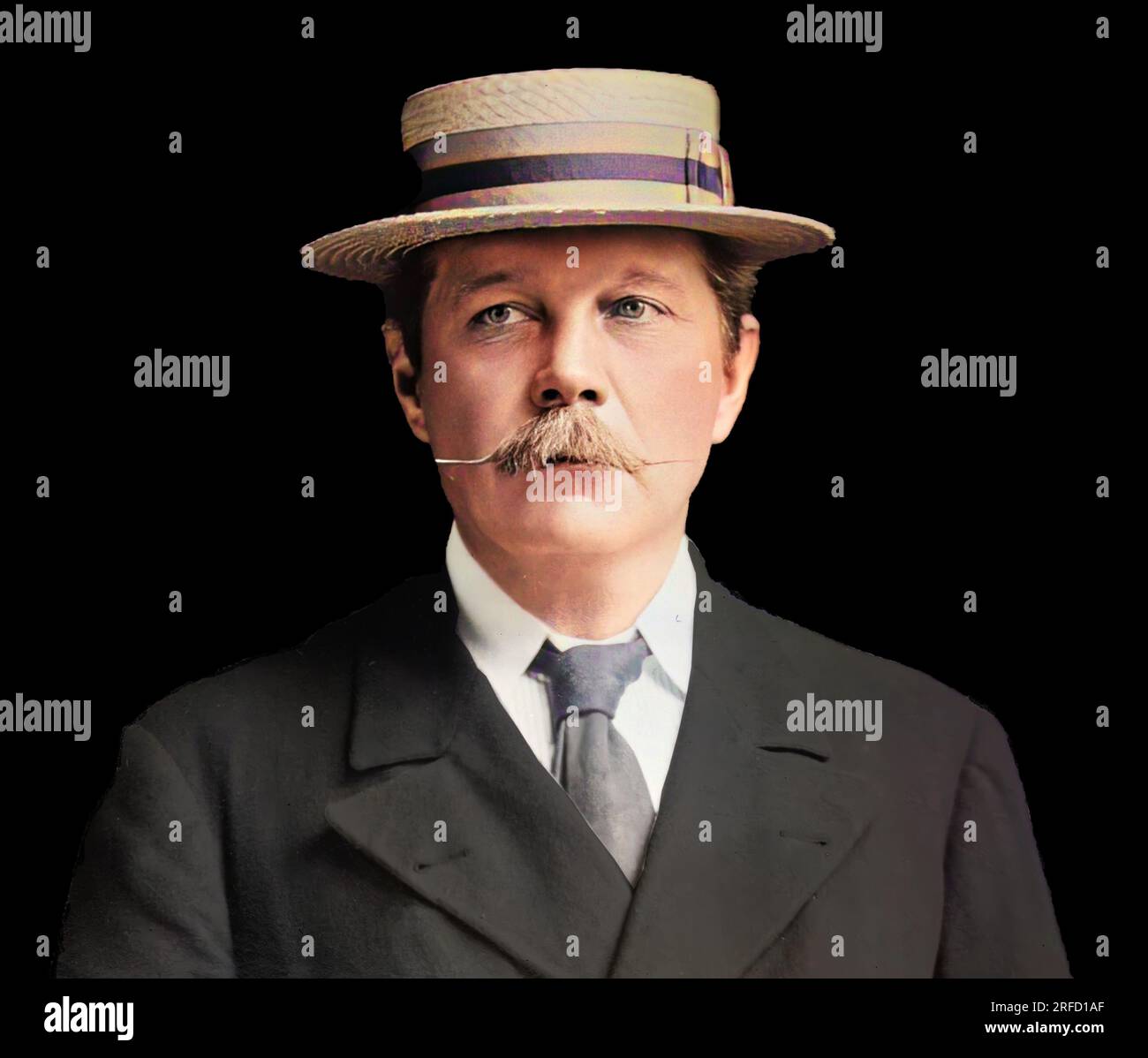 Sir Arthur Ignatius Conan Doyle (1859 – 1930) British writer and physician . He is best lnown for his crime fiction  books and the character he  created, Sherlock Holmes. Stock Photo