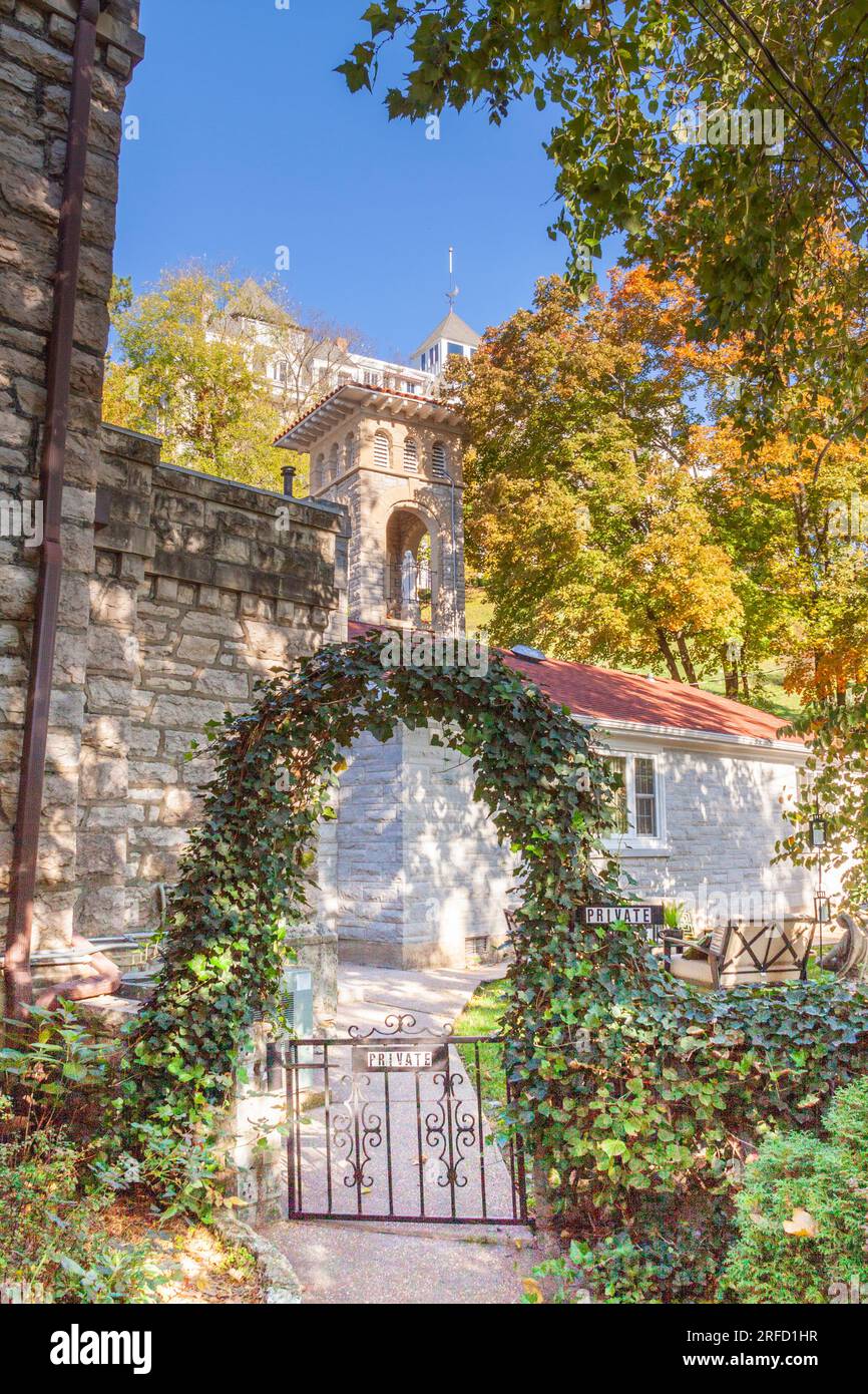 St Elizabeth Catholic Church in Eureka Springs, Arkansas. Behind the