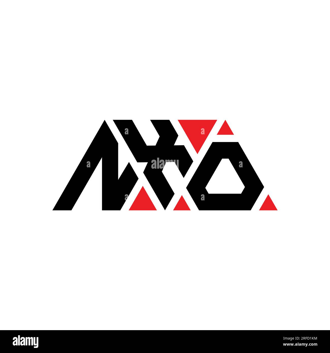 NXO triangle letter logo design with triangle shape. NXO triangle logo design monogram. NXO triangle vector logo template with red color. NXO triangul Stock Vector
