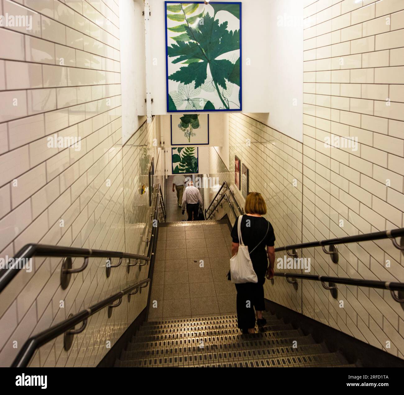 Sloane Square Underground station, London; showing the steps down to
