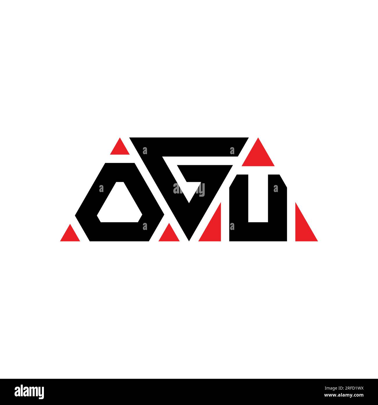 OGU triangle letter logo design with triangle shape. OGU triangle logo design monogram. OGU triangle vector logo template with red color. OGU triangul Stock Vector