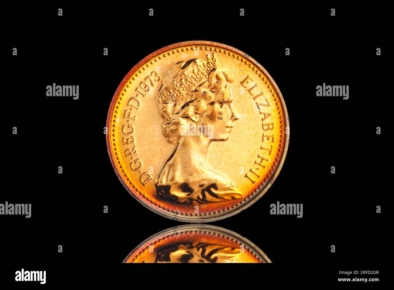 2nd coin portrait of the late Queen Elizabeth II by Mary Gillick Stock Photo