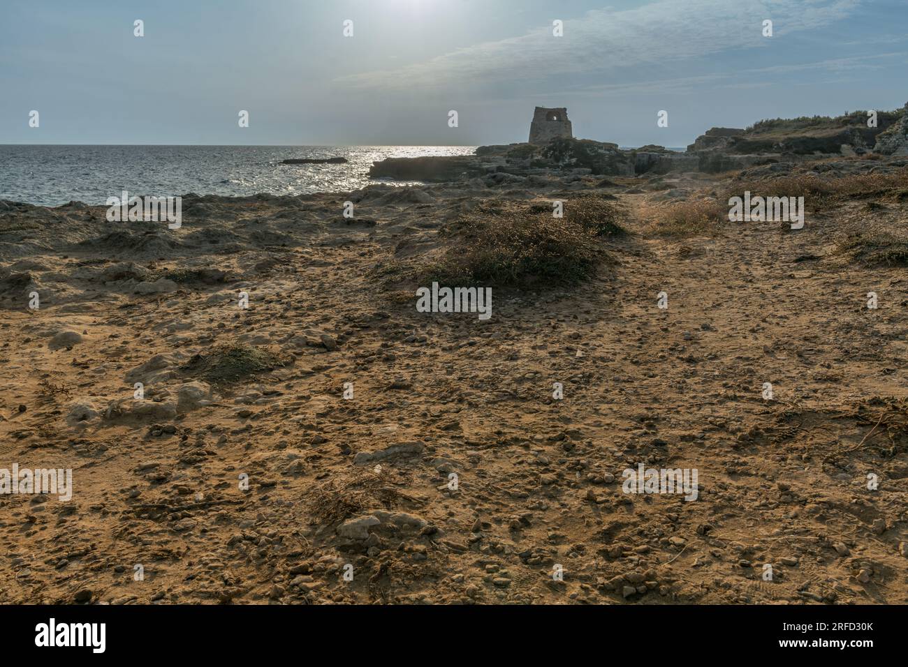 beautiful sunrise at la torre dell'orso, Puglia, Italy Stock Photo