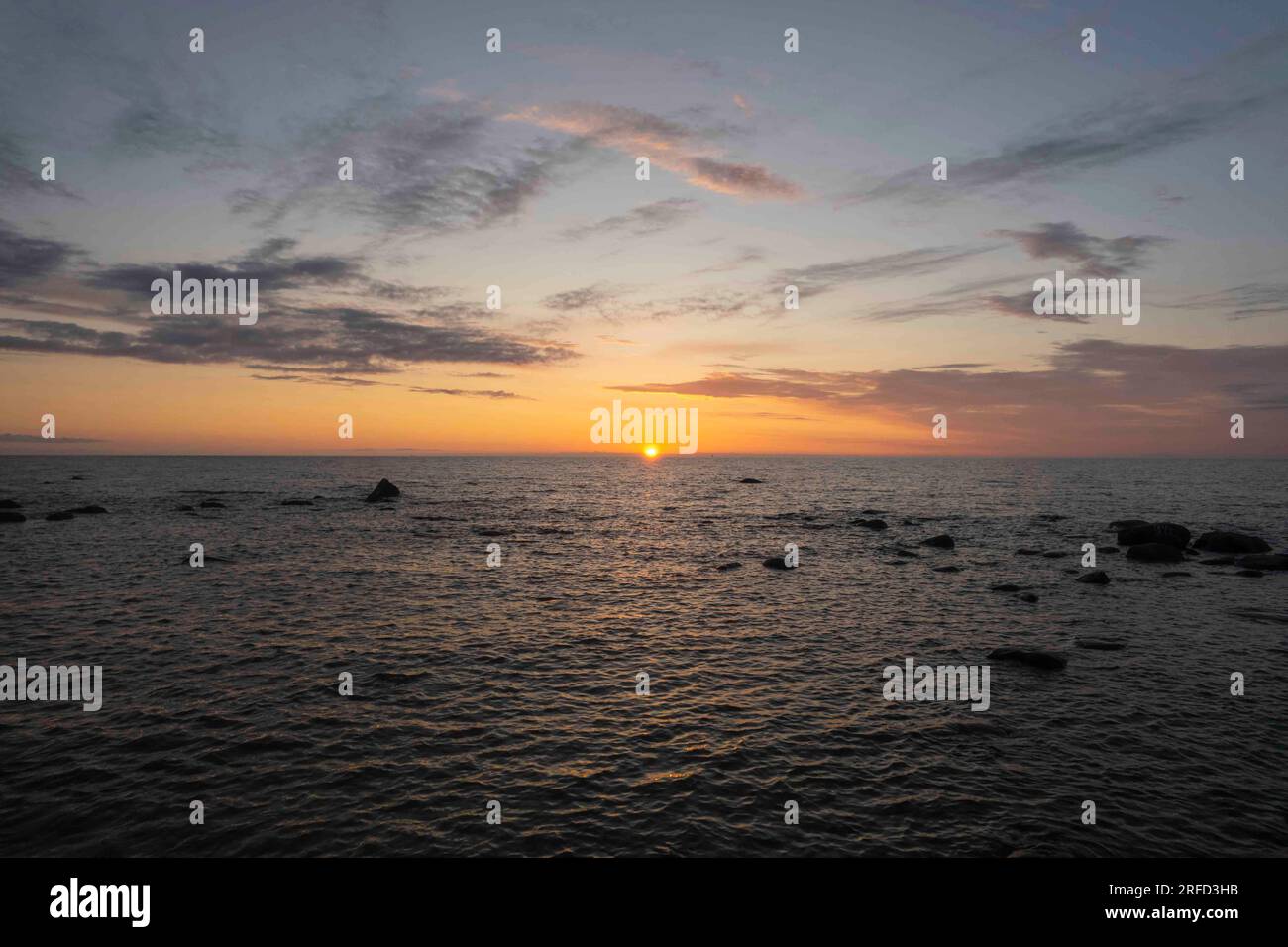 Sunset over the Baltic sea Stock Photo