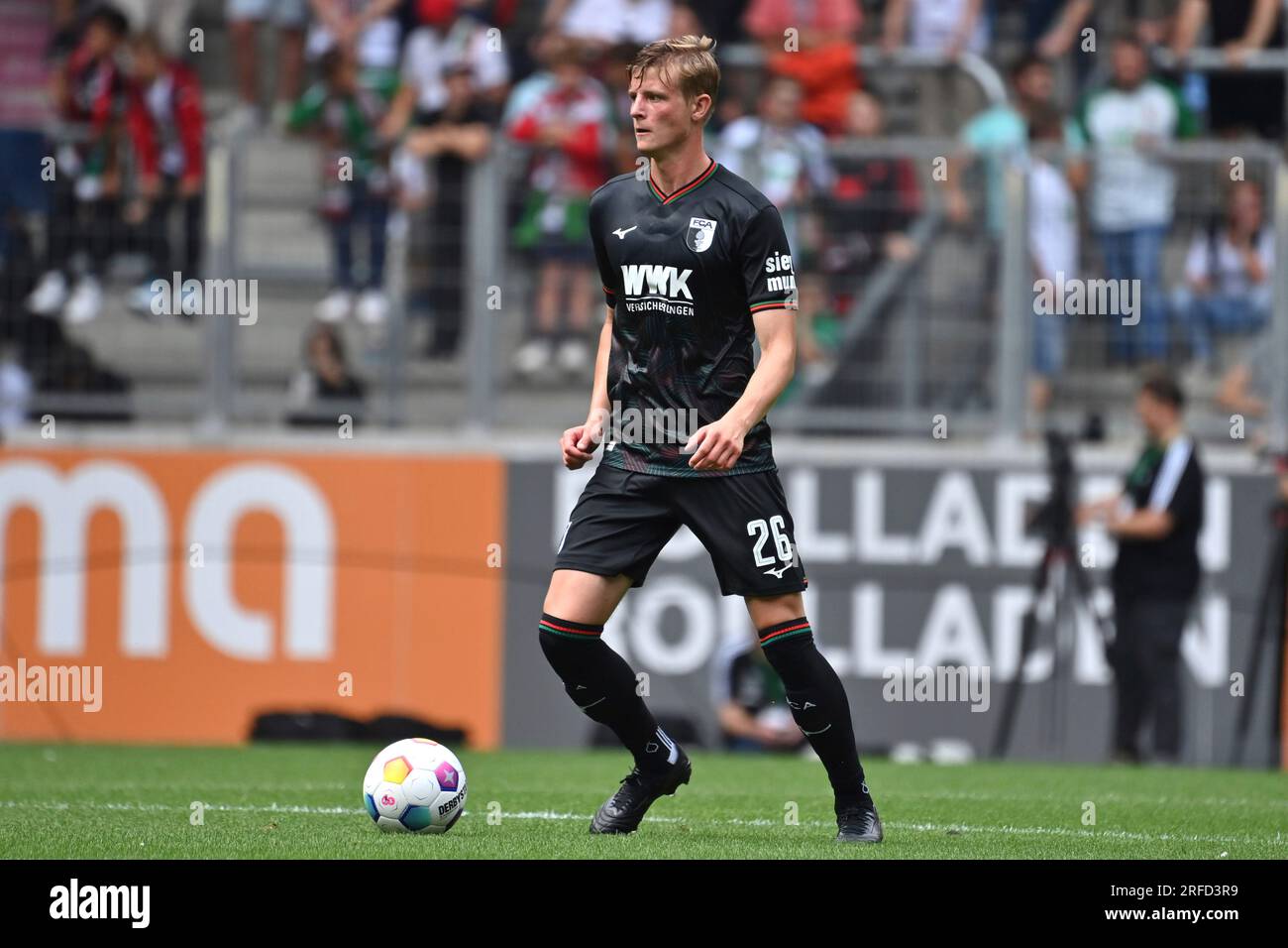 Frederik WINTHER (FC Augsburg), action, single action, single image, cut out, full body shot, full figure football test match FC Augsburg - Ajax Amsterdam 3-1 on July 29th, 2023, WWK Arena Augsburg. Football 1st Bundesliga, season 2023/2024. ? Stock Photo