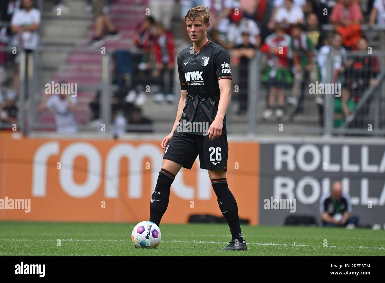 Frederik WINTHER (FC Augsburg), action, single action, single image, cut out, full body shot, full figure Soccer test match FC Augsburg - Ajax Amsterdam 3-1 on July 29th, 2023, WWK Arena Augsburg. Football 1st Bundesliga, season 2023/2024. ? Stock Photo