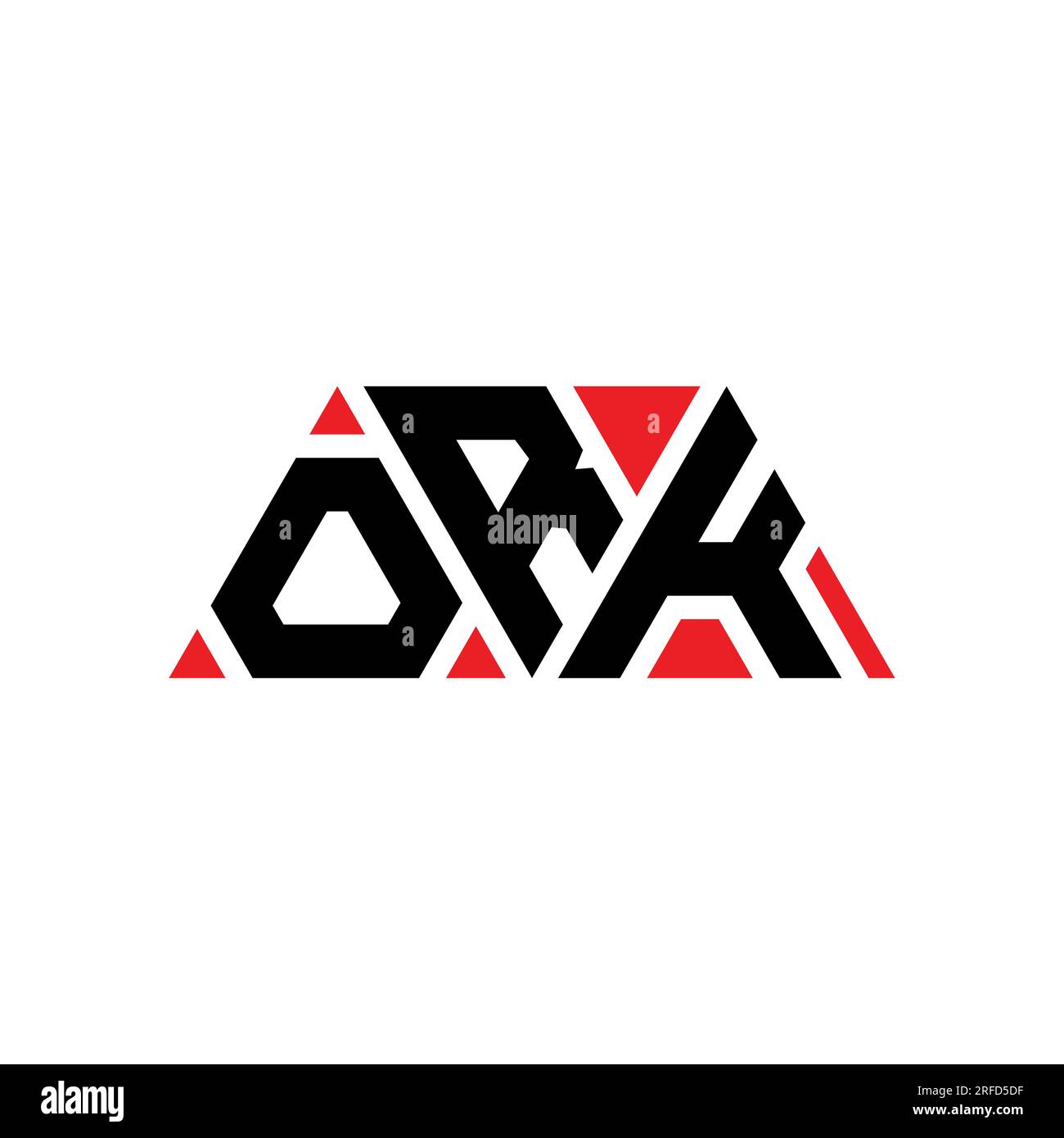 ORK triangle letter logo design with triangle shape. ORK triangle logo design monogram. ORK triangle vector logo template with red color. ORK triangul Stock Vector