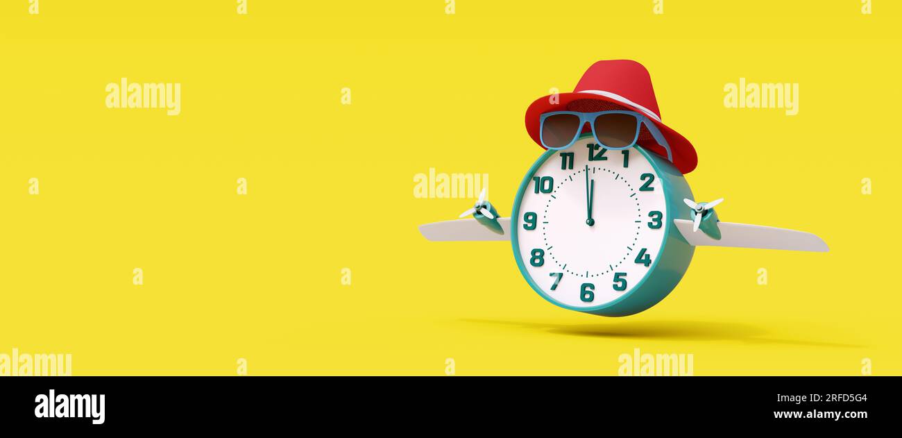 Last minute summer travel concept on yellow background. Summer travel