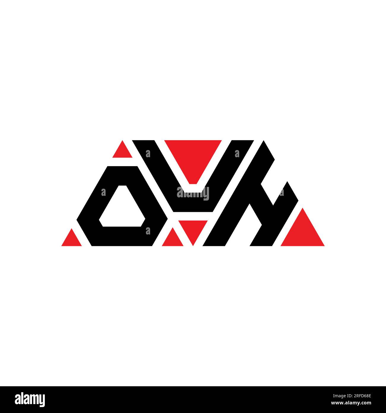 OUH triangle letter logo design with triangle shape. OUH triangle logo design monogram. OUH triangle vector logo template with red color. OUH triangul Stock Vector