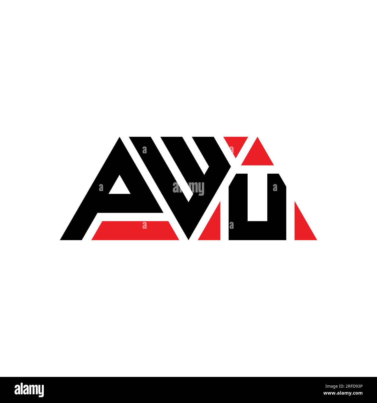 PWU triangle letter logo design with triangle shape. PWU triangle logo design monogram. PWU triangle vector logo template with red color. PWU triangul Stock Vector