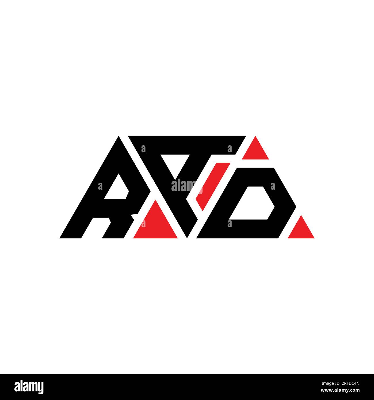 RAD triangle letter logo design with triangle shape. RAD triangle logo design monogram. RAD triangle vector logo template with red color. RAD triangul Stock Vector