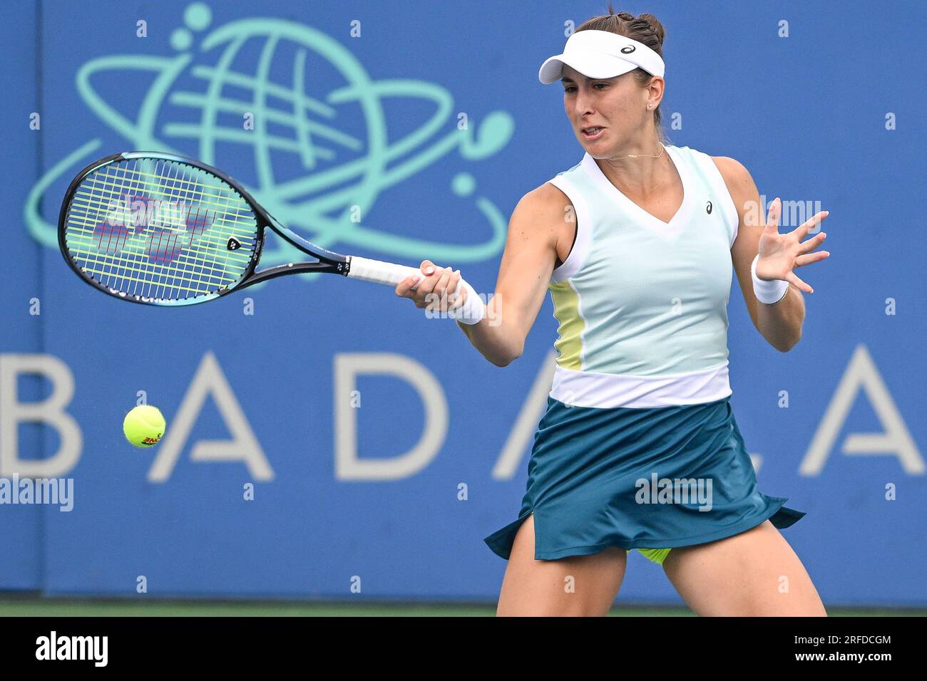 Washington, D.C, USA. 30th July, 2021. BELINDA BENCIC hits a forehand ...
