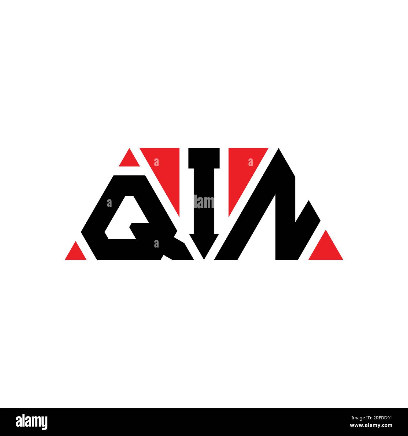 QIN triangle letter logo design with triangle shape. QIN triangle logo design monogram. QIN triangle vector logo template with red color. QIN triangul Stock Vector