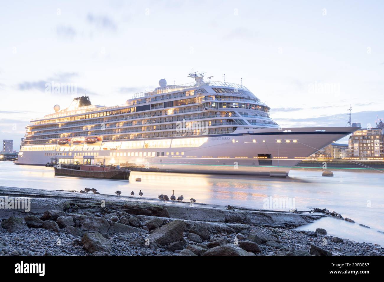 London greenwich UK. 2nd August 2023. Ocean cruise ship Viking Mars getting ready to sail for her next port on its itinerary , England UK. Credit: glosszoom/Alamy Live News Stock Photo