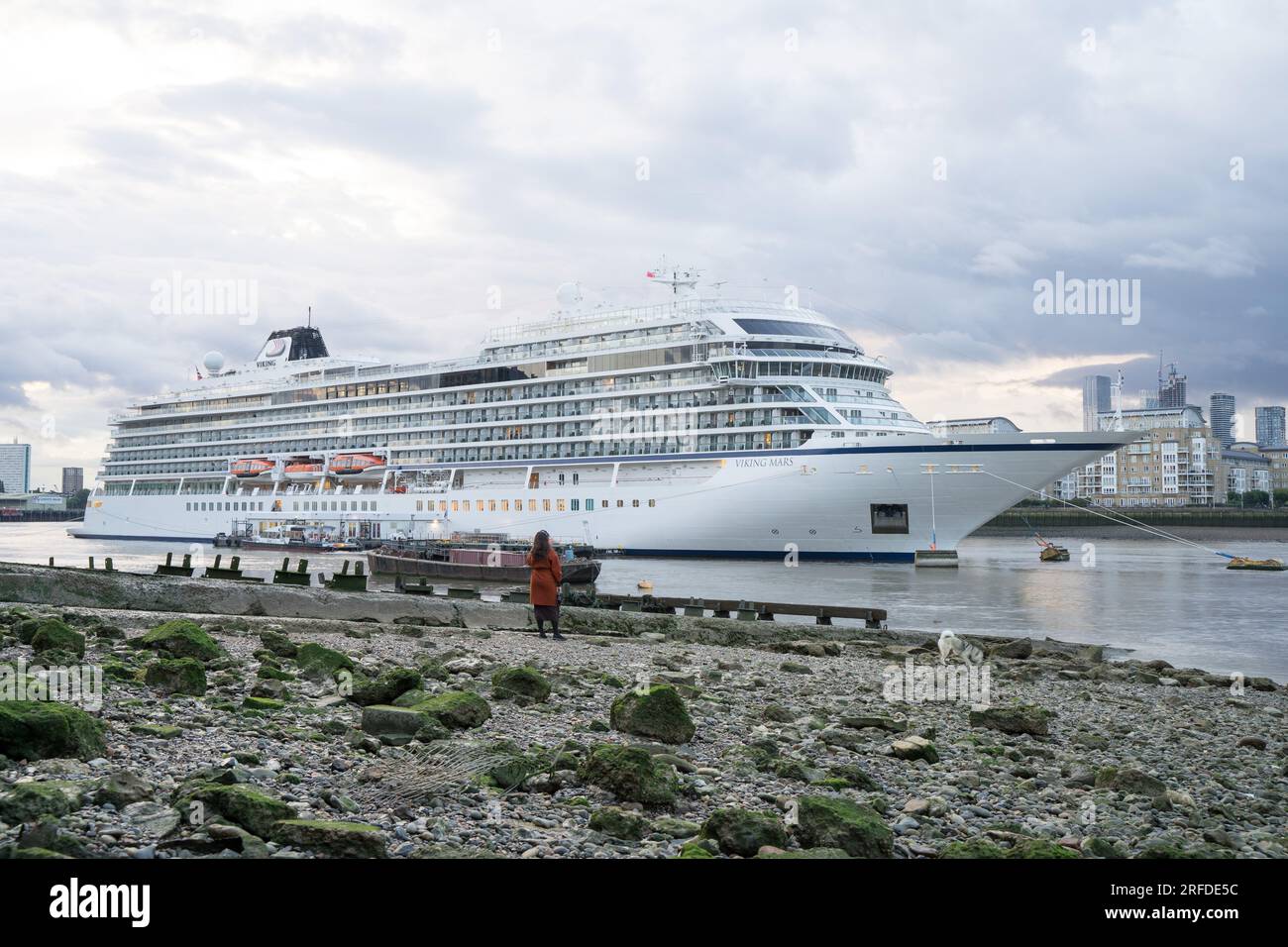 London greenwich UK. 2nd August 2023. Ocean cruise ship Viking Mars getting ready to sail for her next port on its itinerary , England UK. Credit: glosszoom/Alamy Live News Stock Photo