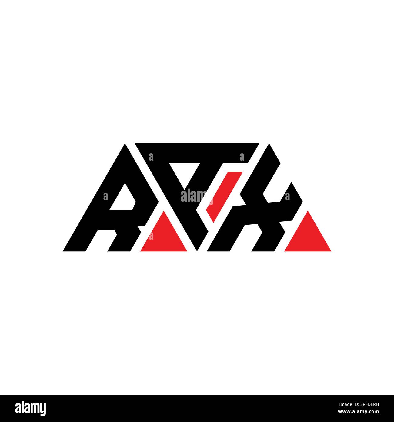 RAX triangle letter logo design with triangle shape. RAX triangle logo design monogram. RAX triangle vector logo template with red color. RAX triangul Stock Vector