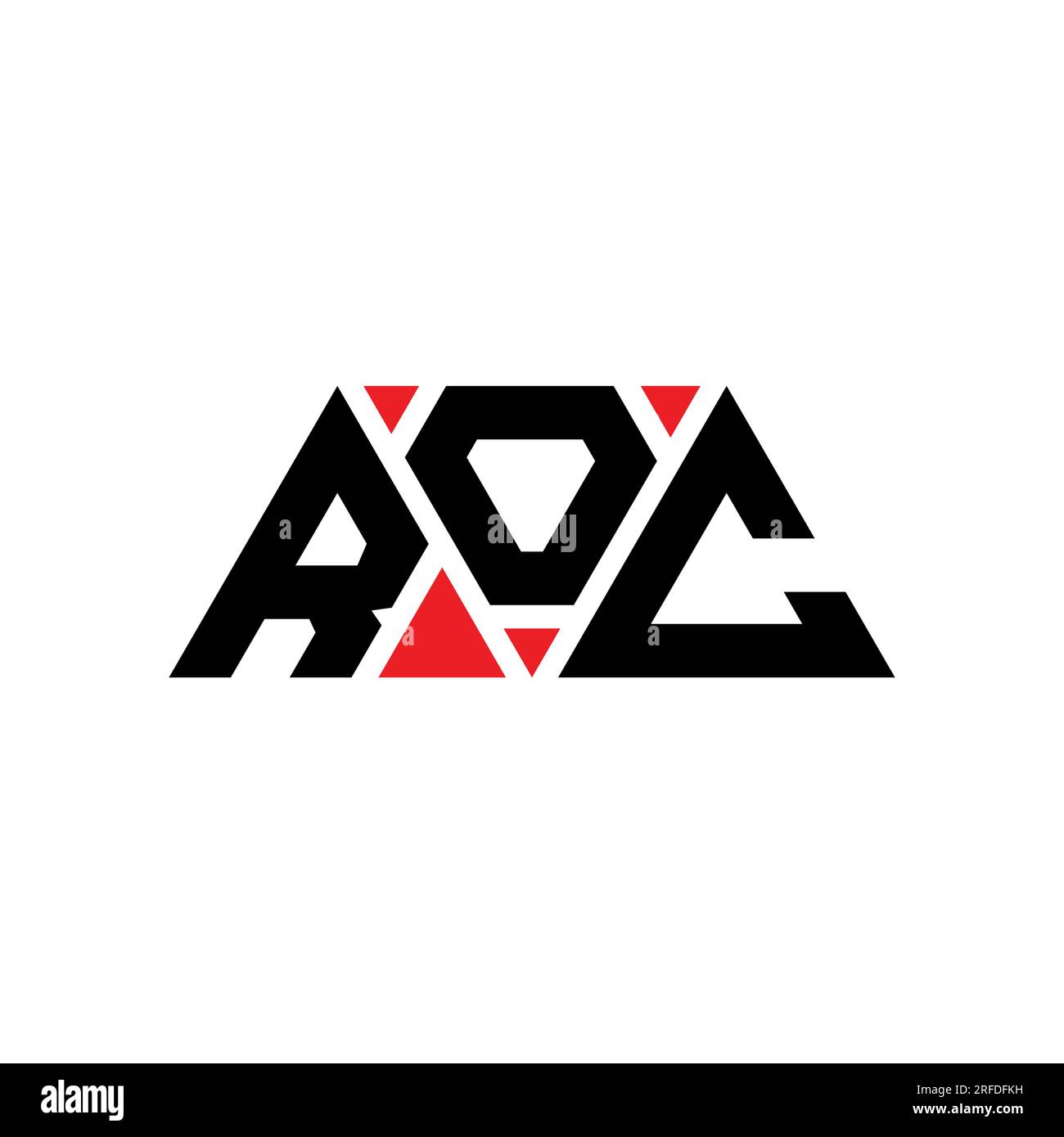 ROC triangle letter logo design with triangle shape. ROC triangle logo design monogram. ROC triangle vector logo template with red color. ROC triangul Stock Vector