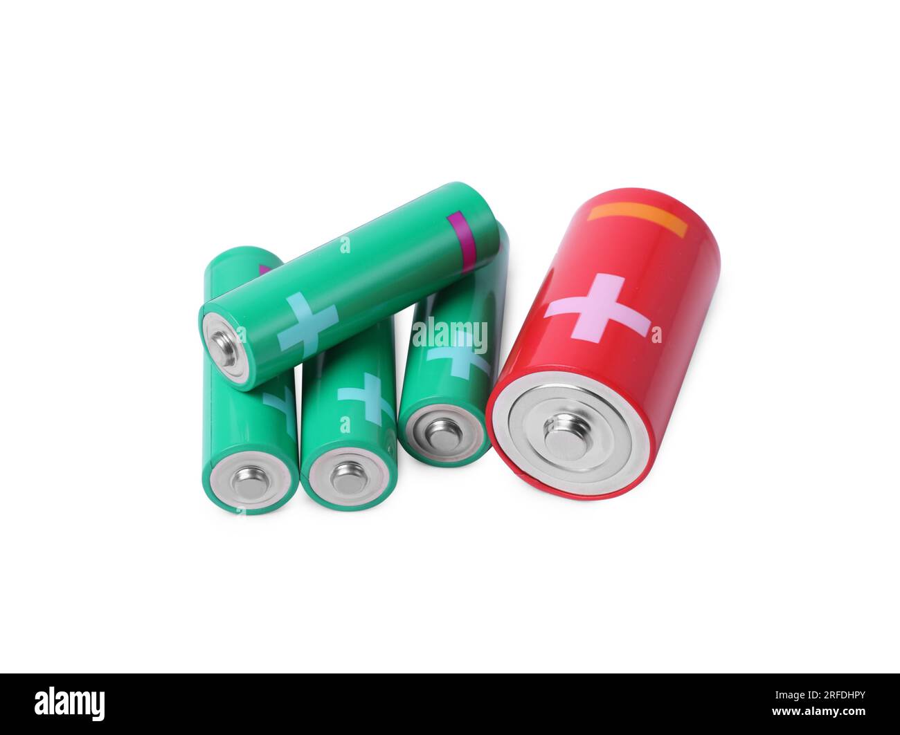 New AA and C size batteries isolated on white Stock Photo Alamy