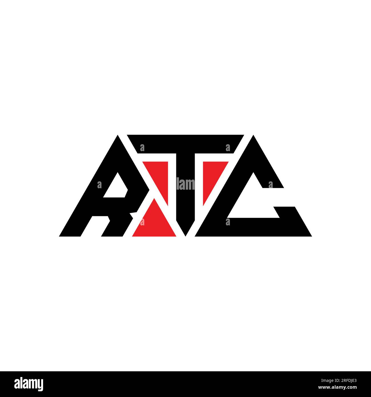 RTC triangle letter logo design with triangle shape. RTC triangle logo design monogram. RTC triangle vector logo template with red color. RTC triangul Stock Vector