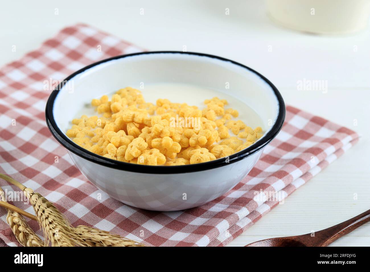 Honey Star with Fresh Milk for Breakfast Stock Photo