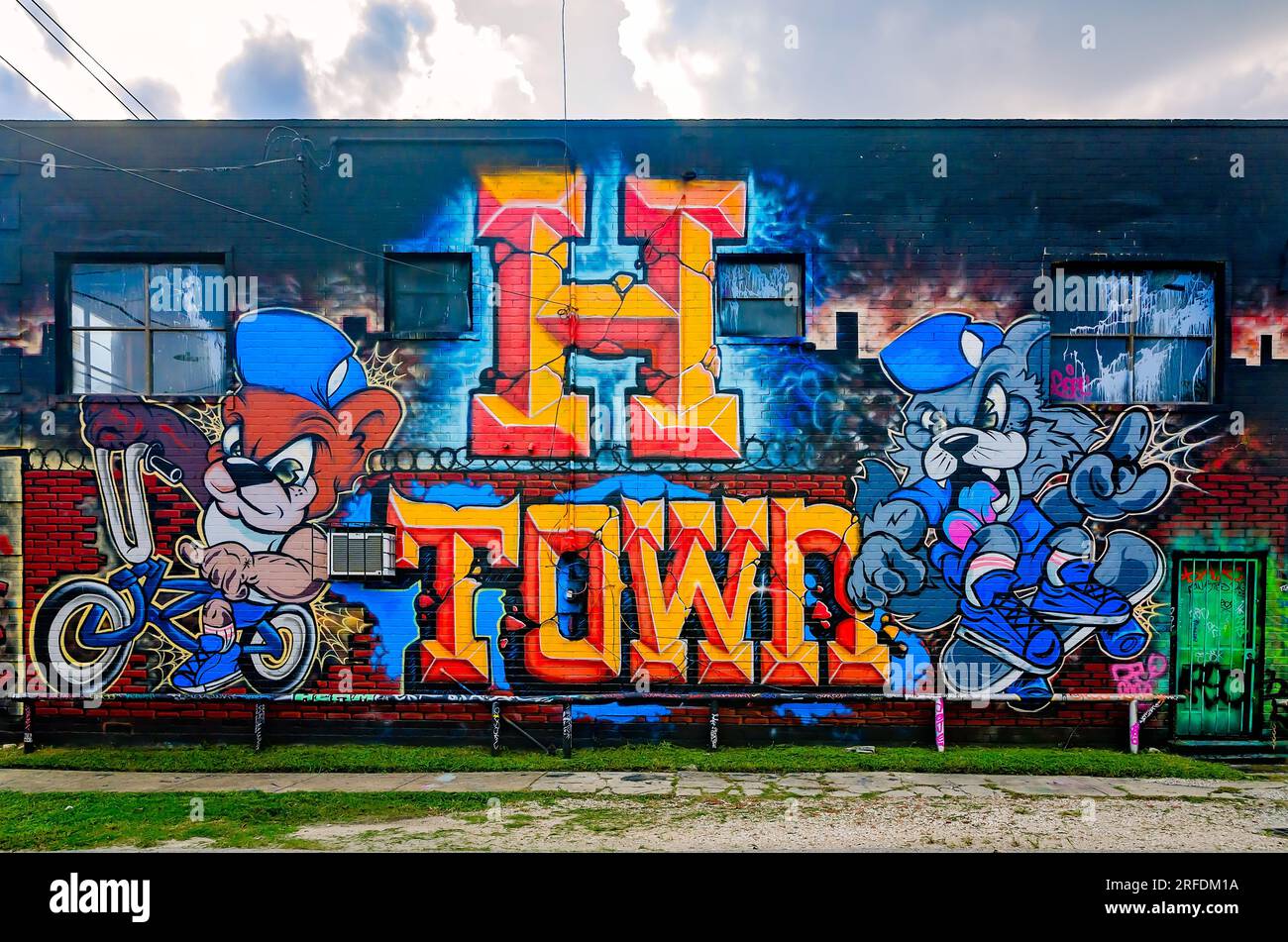 A colorful mural features cartoon characters Tom and Jerry, Sept. 4, 2017, in Houston, Texas. Stock Photo