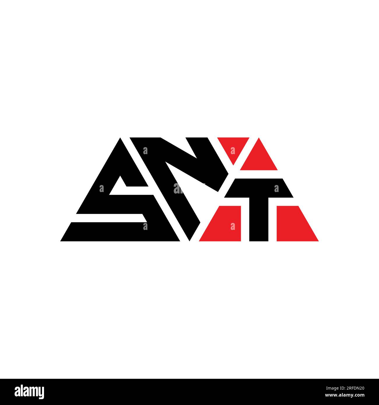 SNT triangle letter logo design with triangle shape. SNT triangle logo design monogram. SNT triangle vector logo template with red color. SNT triangul Stock Vector