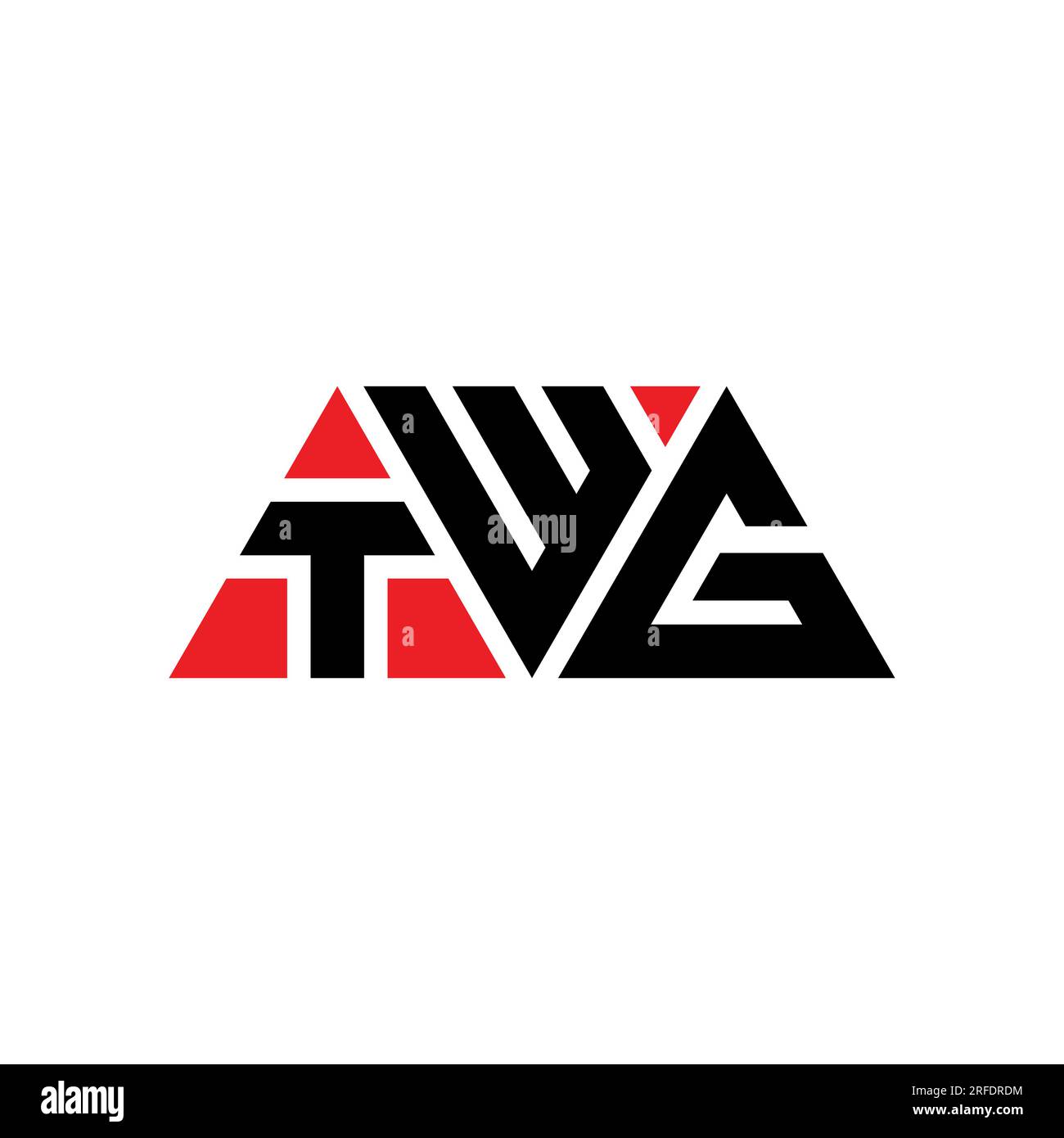 TWG triangle letter logo design with triangle shape. TWG triangle logo design monogram. TWG triangle vector logo template with red color. TWG triangul Stock Vector