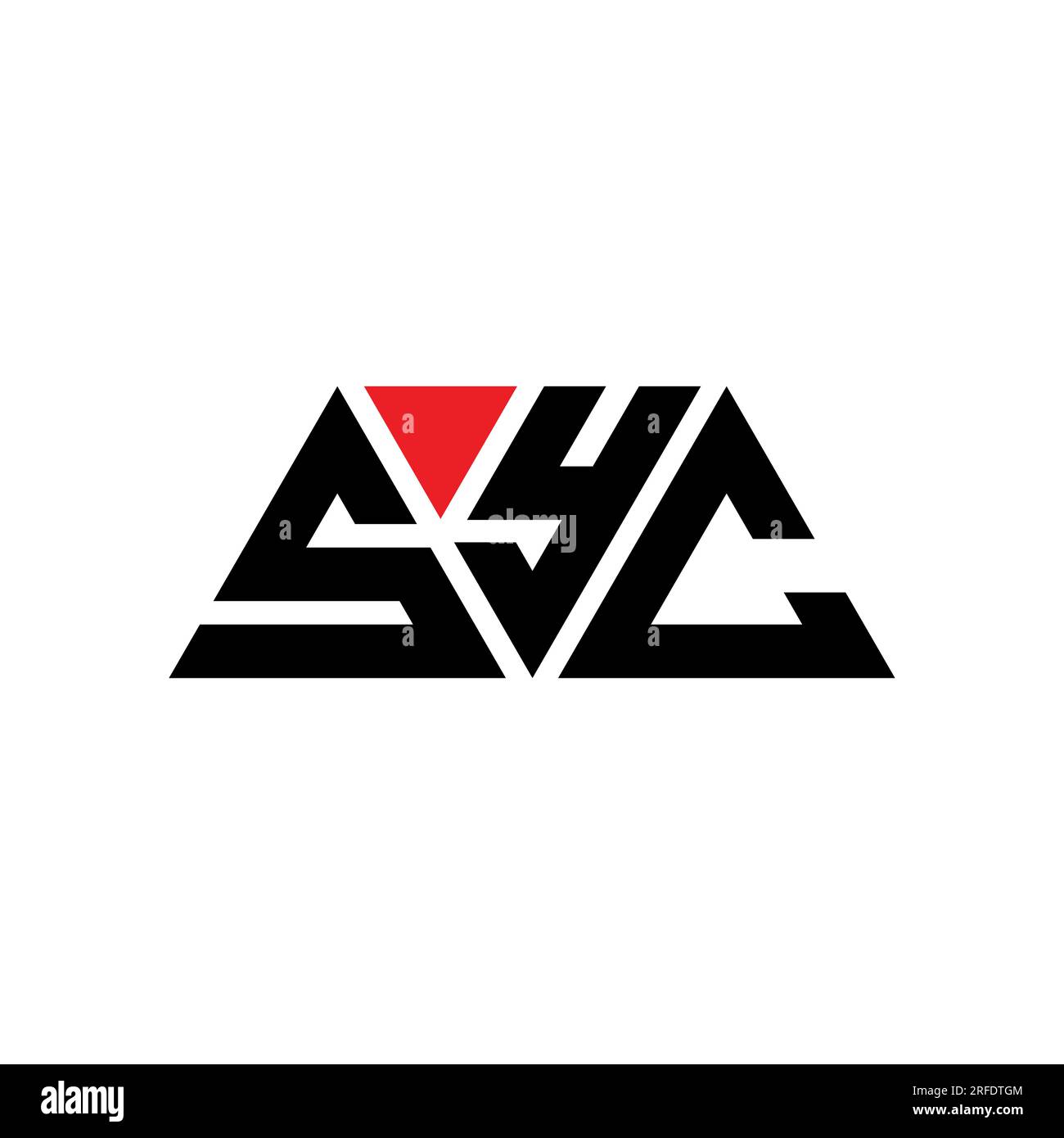 SYC triangle letter logo design with triangle shape. SYC triangle logo design monogram. SYC triangle vector logo template with red color. SYC triangul Stock Vector