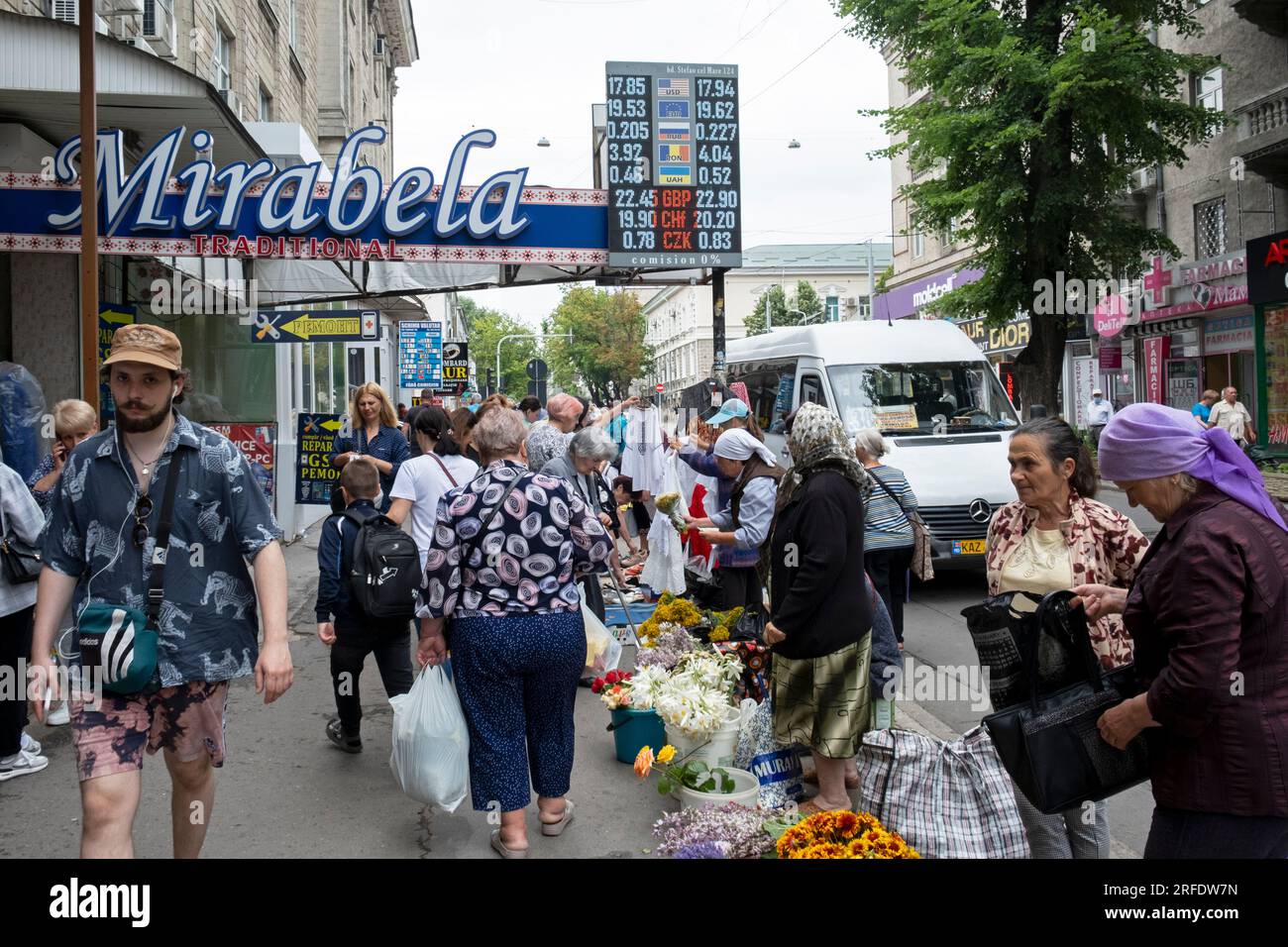 A street market in central Chișinău, Moldova Stock Photo