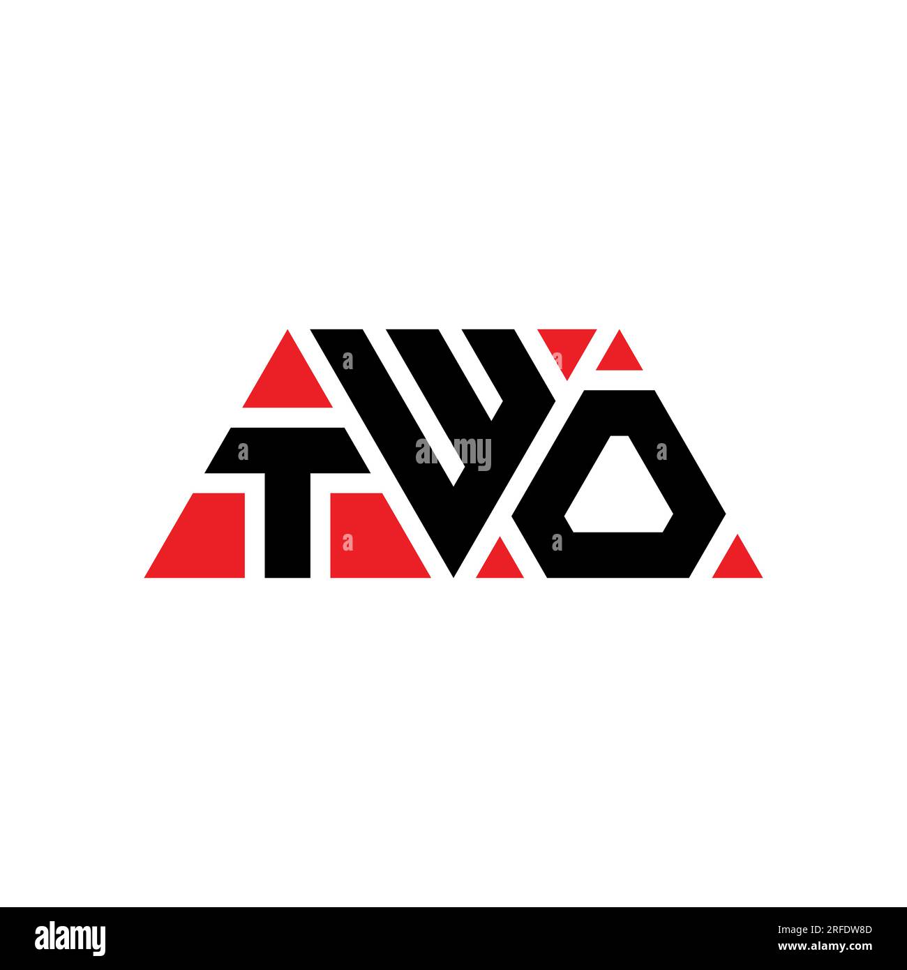 TWO triangle letter logo design with triangle shape. TWO triangle logo design monogram. TWO triangle vector logo template with red color. TWO triangul Stock Vector