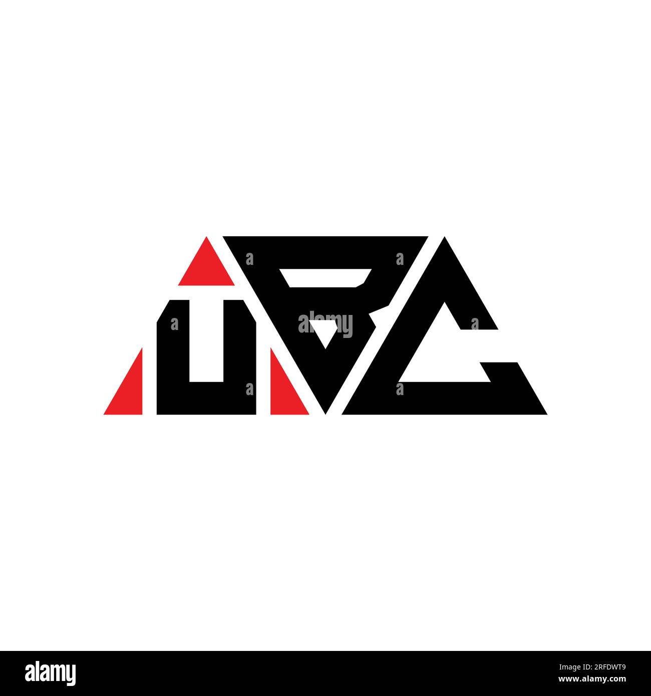 UBC triangle letter logo design with triangle shape. UBC triangle logo design monogram. UBC triangle vector logo template with red color. UBC triangul Stock Vector