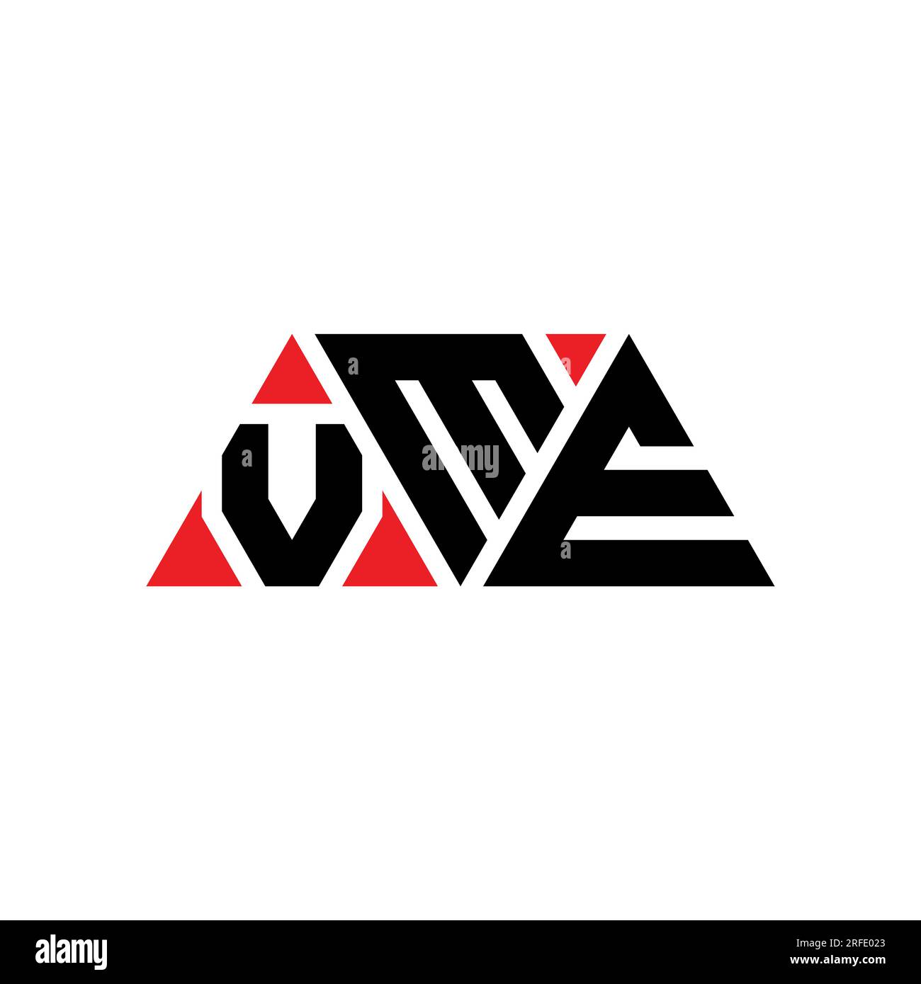 VME triangle letter logo design with triangle shape. VME triangle logo design monogram. VME triangle vector logo template with red color. VME triangul Stock Vector