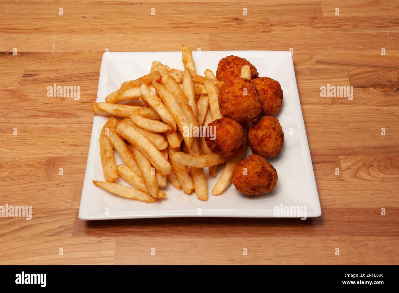 American cuisine dish known as chicken tenders and french fries Stock