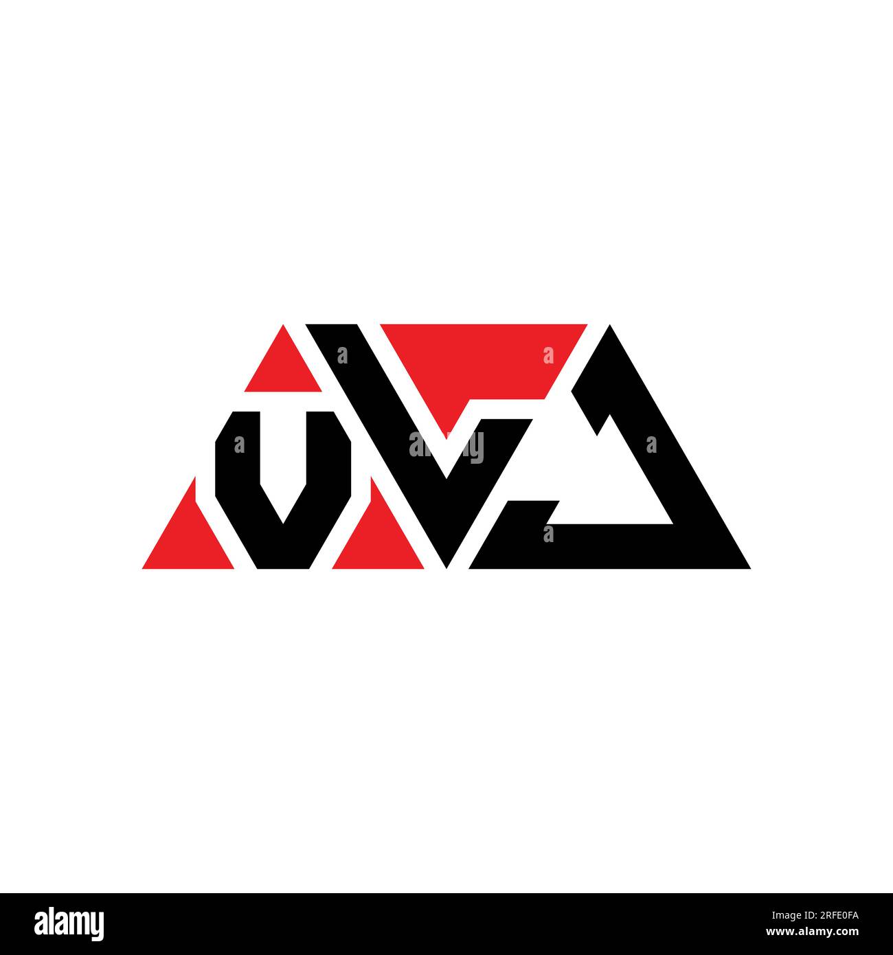 VLJ triangle letter logo design with triangle shape. VLJ triangle logo design monogram. VLJ triangle vector logo template with red color. VLJ triangul Stock Vector