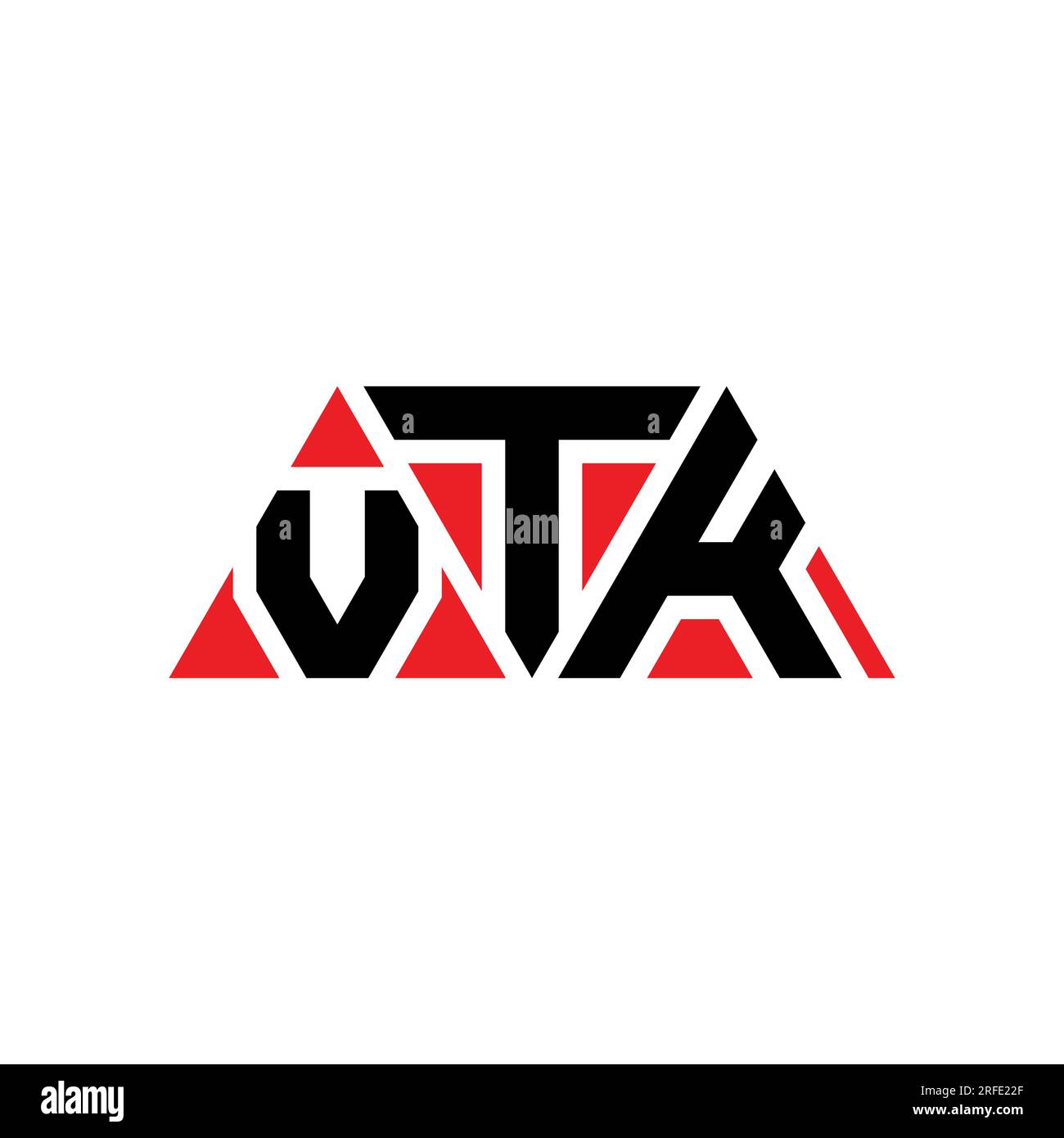 VTK triangle letter logo design with triangle shape. VTK triangle logo design monogram. VTK triangle vector logo template with red color. VTK triangul Stock Vector