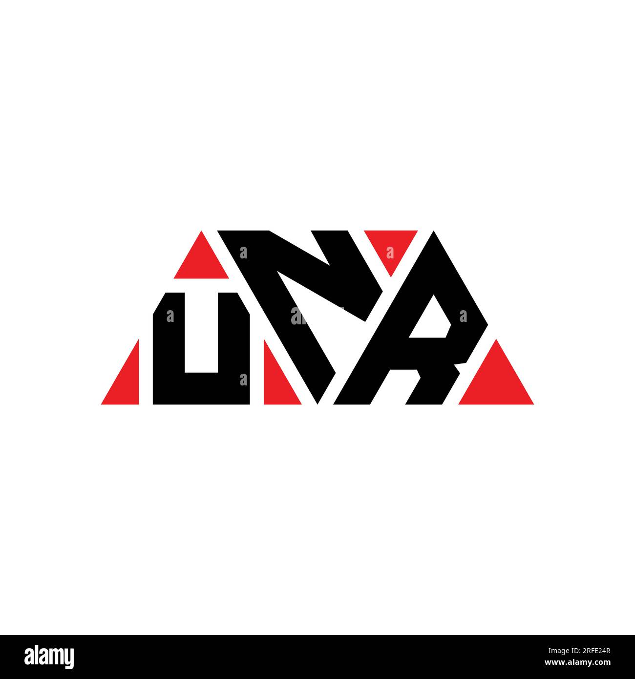 UNR triangle letter logo design with triangle shape. UNR triangle logo design monogram. UNR triangle vector logo template with red color. UNR triangul Stock Vector