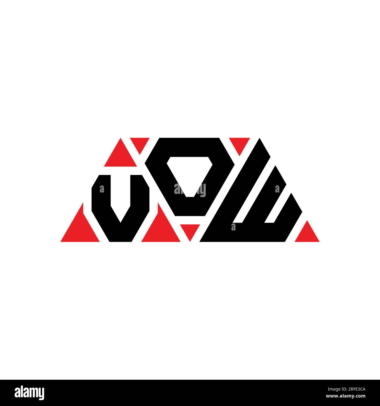 VOW triangle letter logo design with triangle shape. VOW triangle logo design monogram. VOW triangle vector logo template with red color. VOW triangul Stock Vector