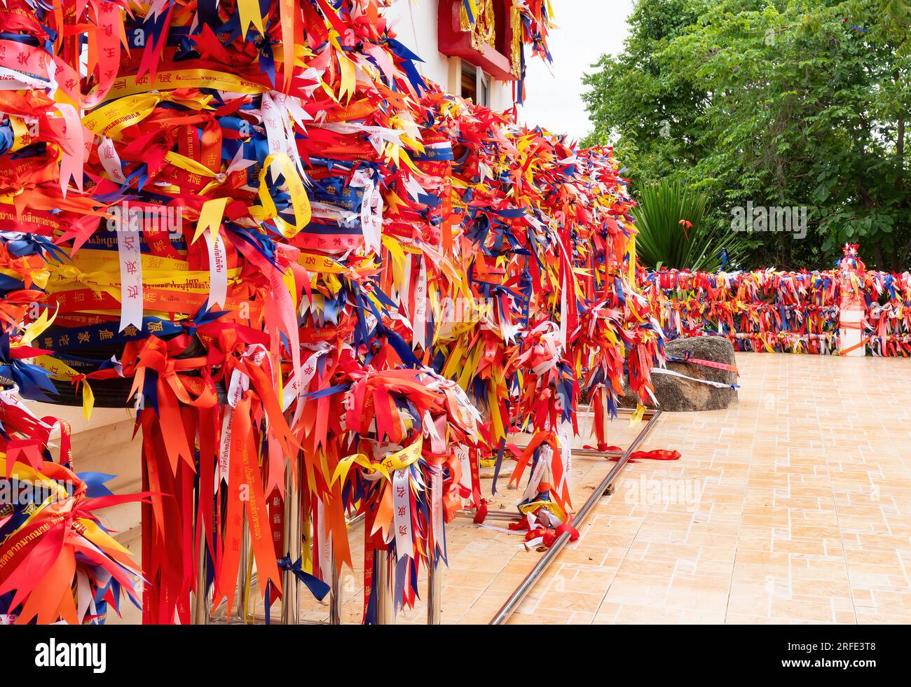 Shrine Rope Ribbon The hilltop shrine at Wat Khao Tabaek in Chonburi, Thailand. The shrine ...