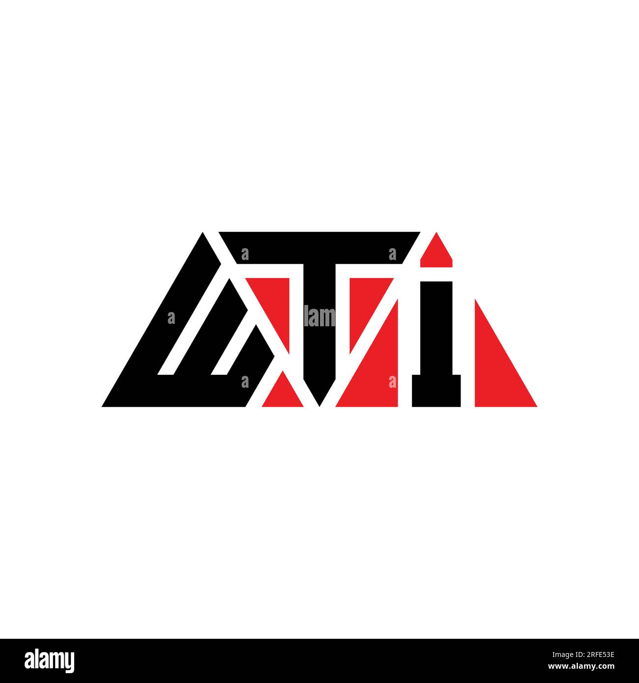 WTI triangle letter logo design with triangle shape. WTI triangle logo design monogram. WTI triangle vector logo template with red color. WTI triangul Stock Vector