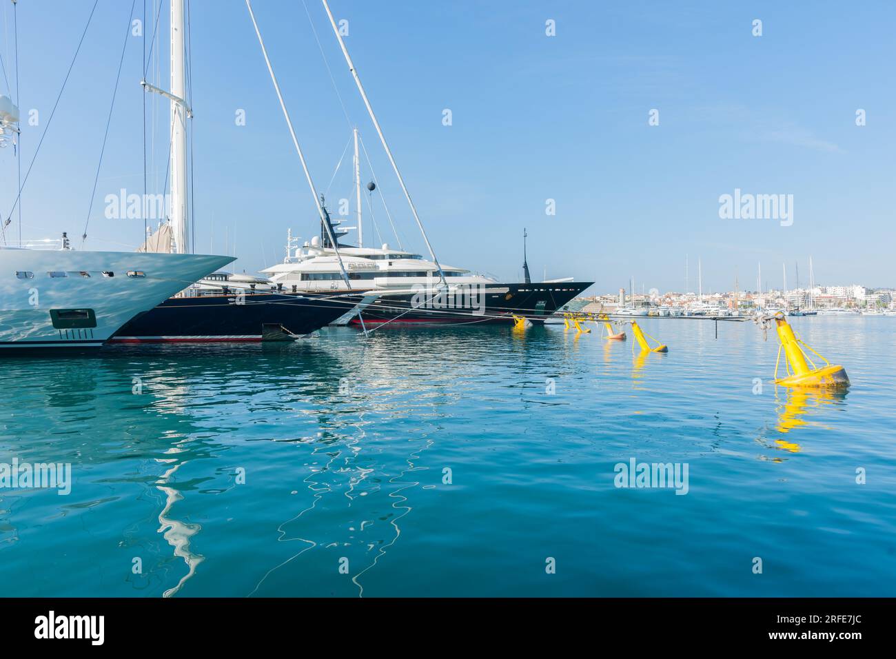 Luxury yachts moored in Port Vauban marina, Antibes France Stock