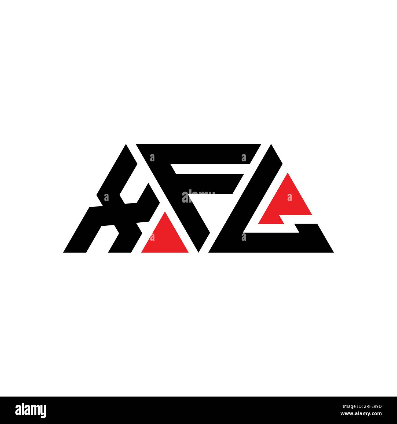XFL triangle letter logo design with triangle shape. XFL triangle logo design monogram. XFL triangle vector logo template with red color. XFL triangul Stock Vector
