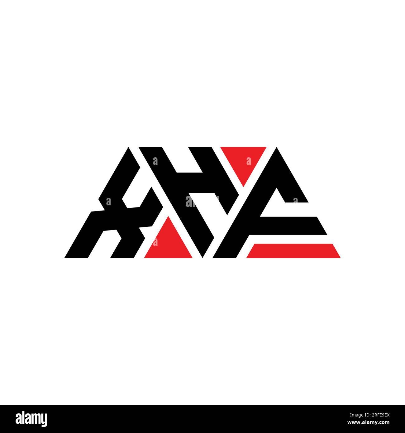XHF triangle letter logo design with triangle shape. XHF triangle logo design monogram. XHF triangle vector logo template with red color. XHF triangul Stock Vector