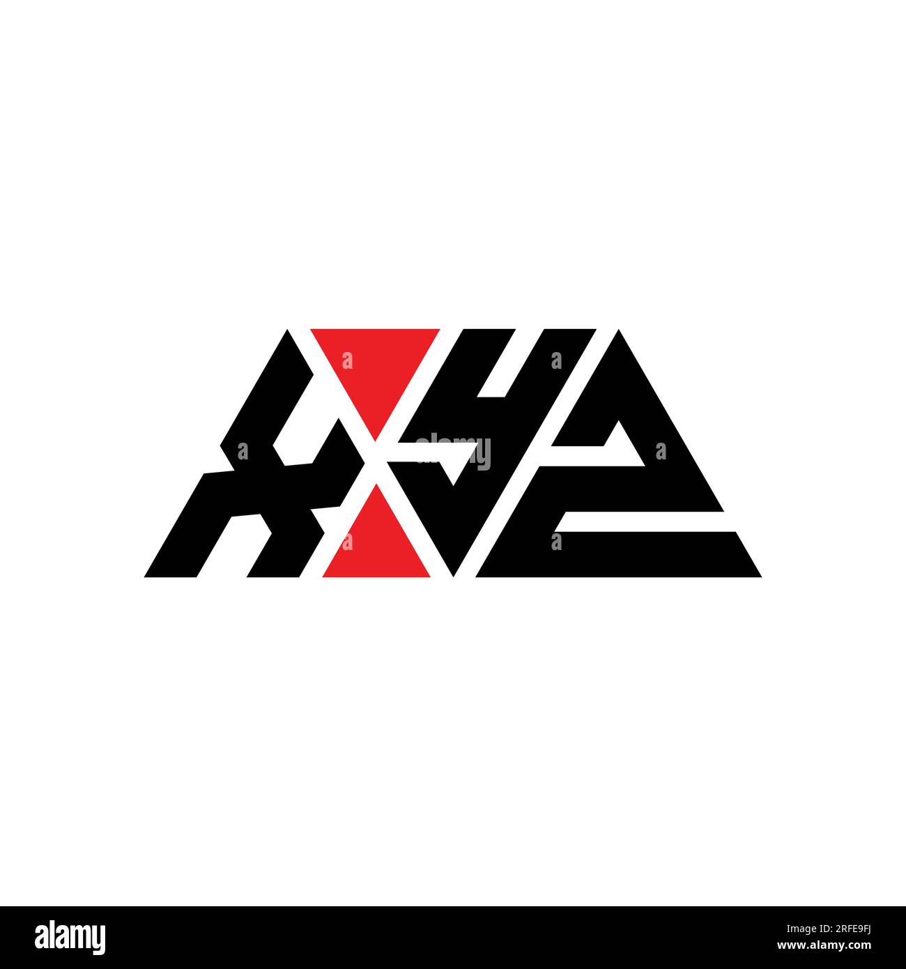 XYZ triangle letter logo design with triangle shape. XYZ triangle logo design monogram. XYZ triangle vector logo template with red color. XYZ triangul Stock Vector