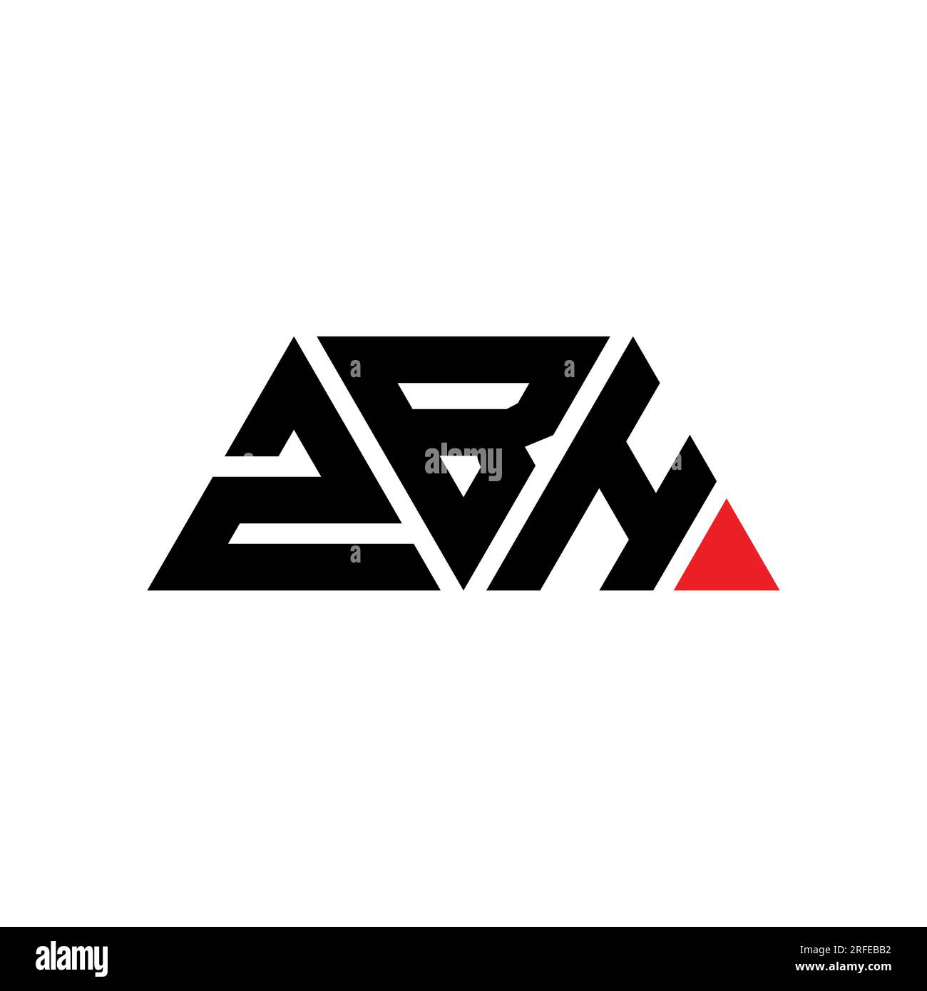 ZBH triangle letter logo design with triangle shape. ZBH triangle logo design monogram. ZBH triangle vector logo template with red color. ZBH triangul Stock Vector