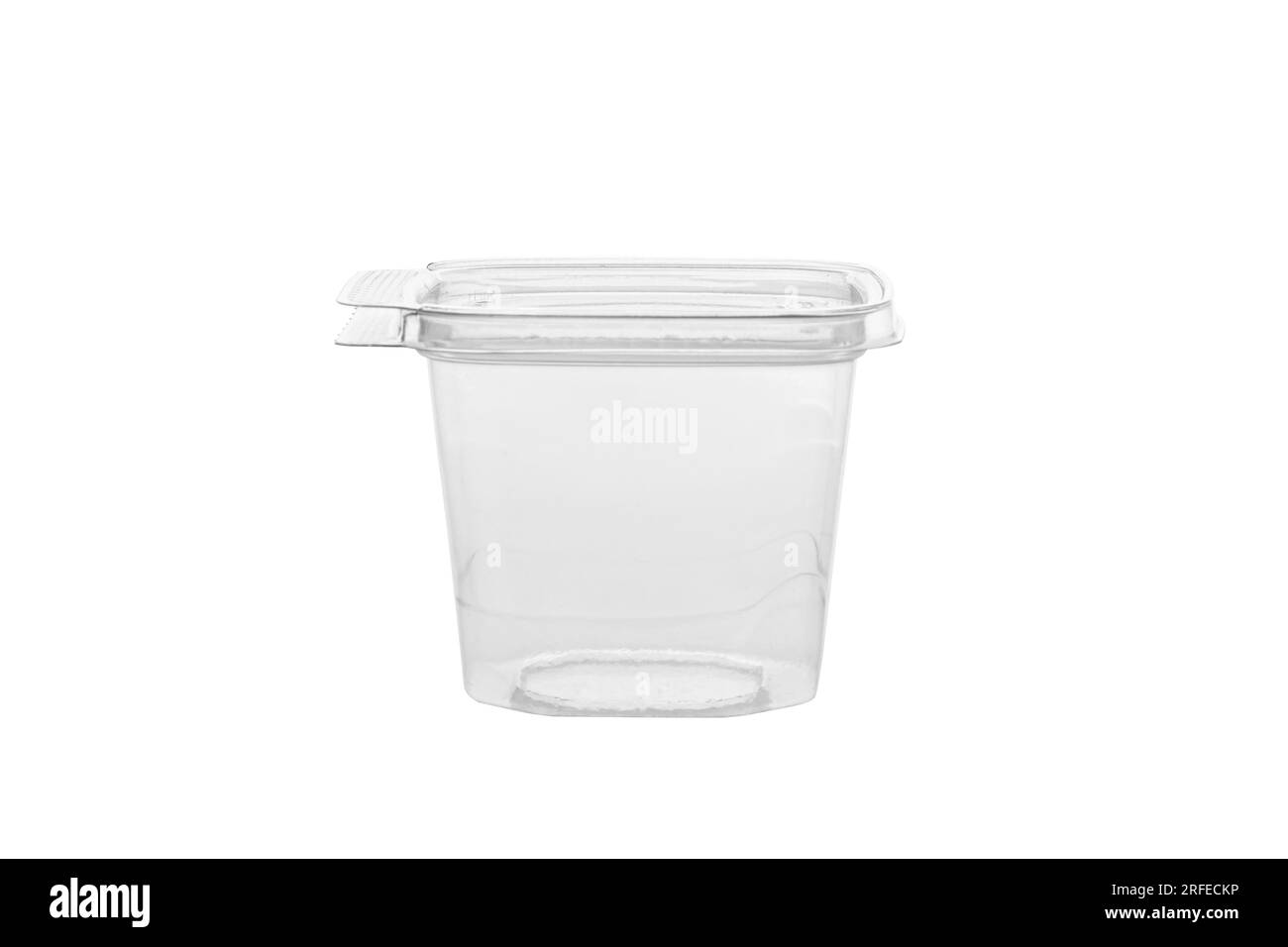 Plastic dessert box square shape disposable isolated on white background. with clipping path Stock Photo