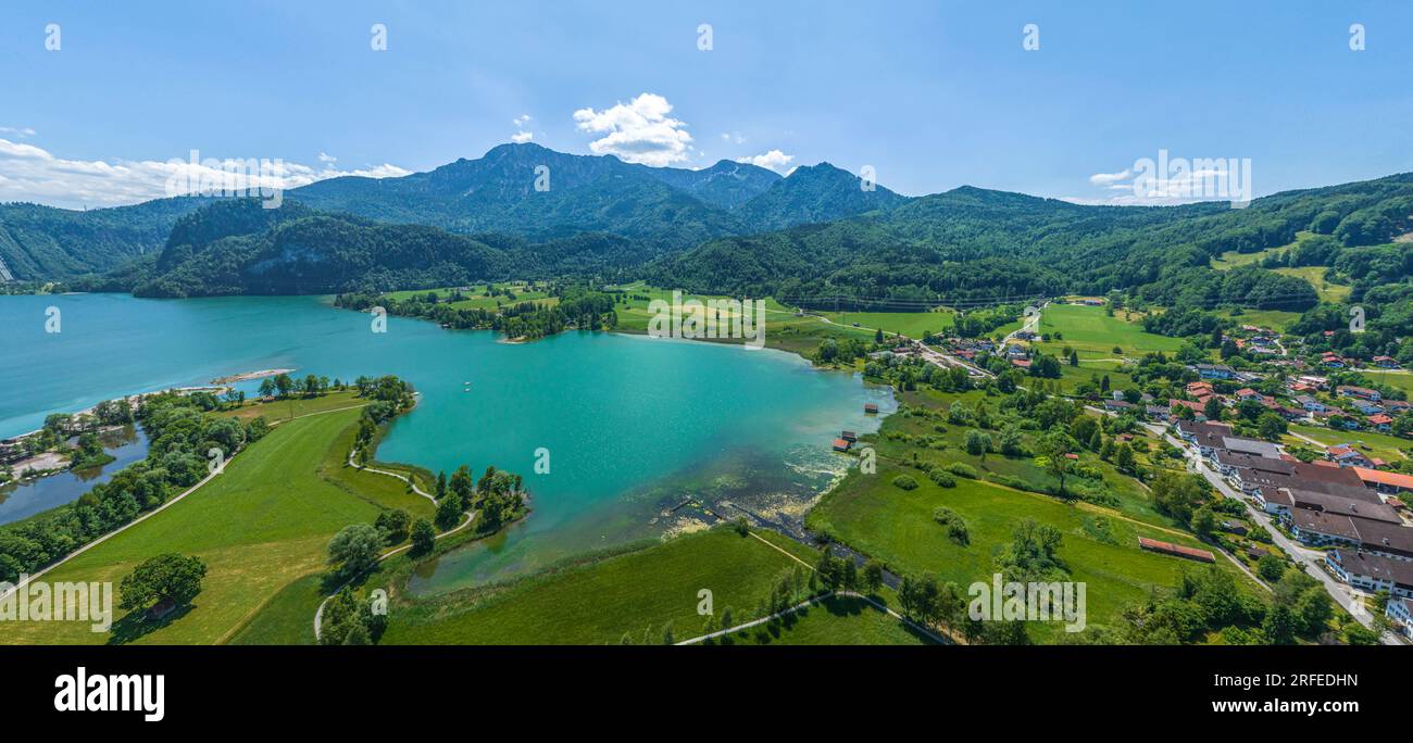 The region around Schlehdorf on Lake Kochel in bavarian upper land fron above Stock Photo
