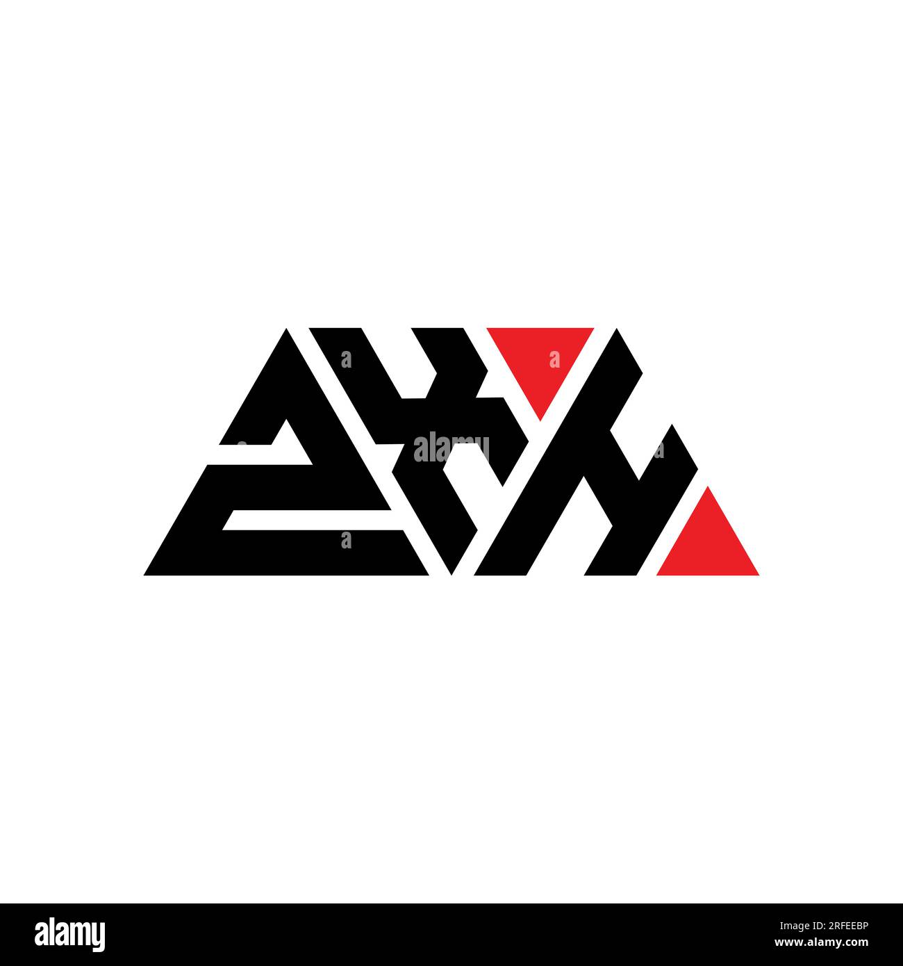 ZXH triangle letter logo design with triangle shape. ZXH triangle logo design monogram. ZXH triangle vector logo template with red color. ZXH triangul Stock Vector