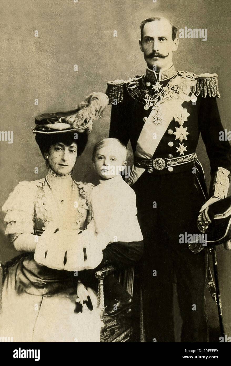Portrait de Haakon VII (1872-1957), roi de Norvege de 1905 a 1957 et la reine Maud. Photographie, debut du 20e siecle. Stock Photo